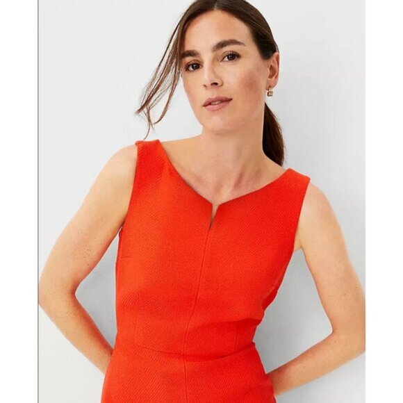 Ann Taylor Tweed Sheath Dress In Grenedine Punch 8 - Picture 2 of 3